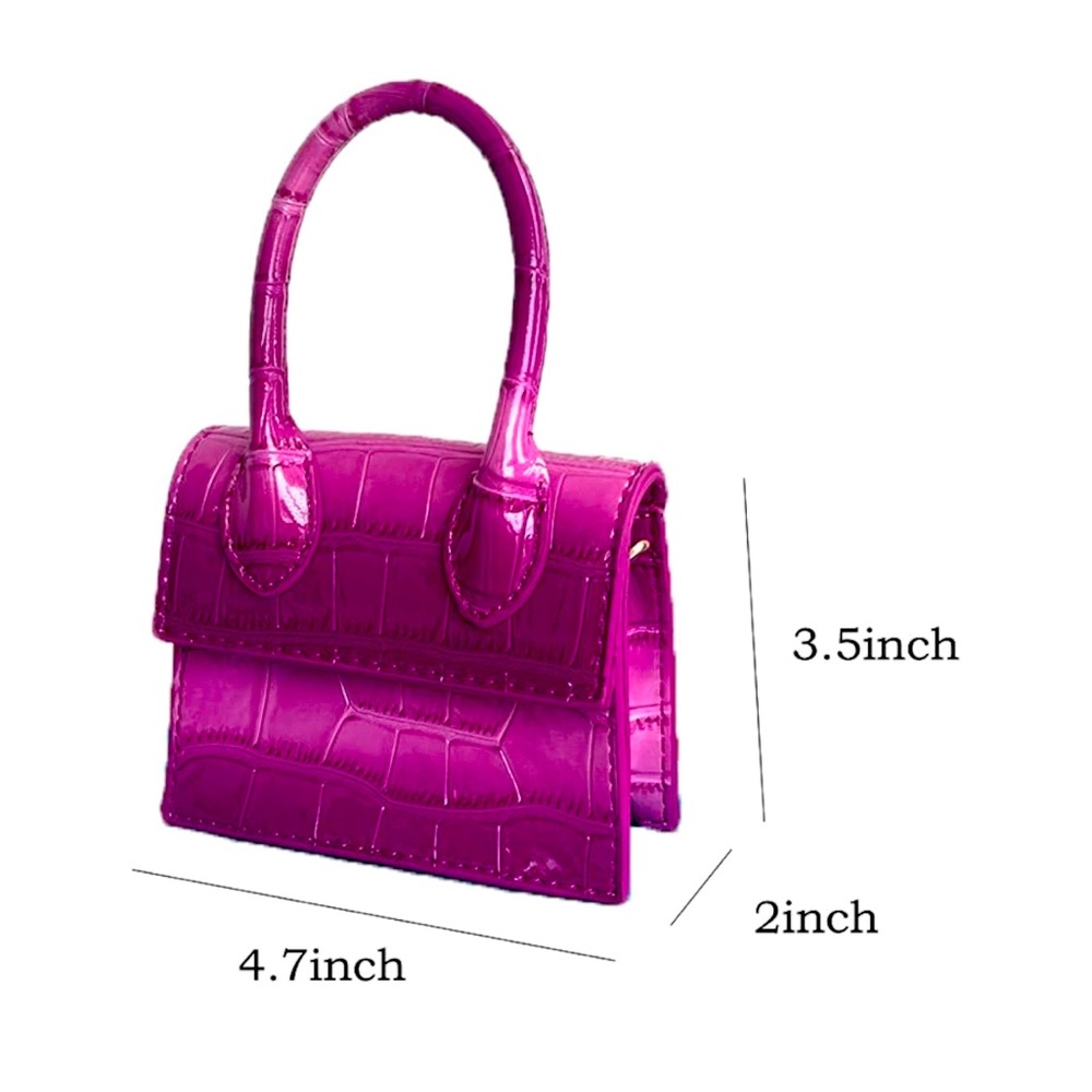 Mini Croc-Embossed Crossbody Handbag – Hot Pink Ombre, NWT - Picture 5 of 7